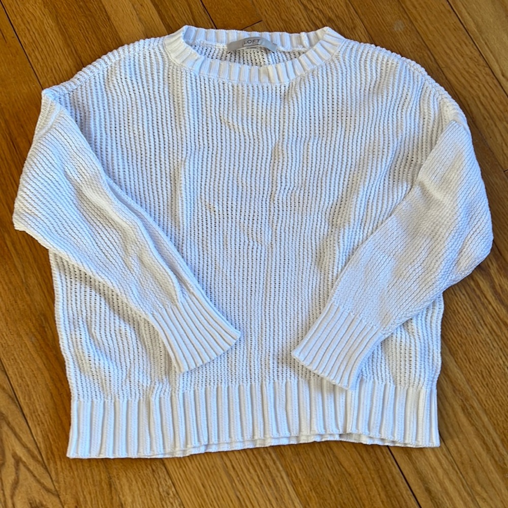 Women’s Loft White Cropped Pullover Sweater